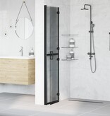 VidaXL Inloop douche wand Zwart en donkertransparant 90 x 190 cm