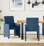 VidaXL Eetstoelen met wiel 2 pcs Blauw 57 x 66 x 94 cm Stof