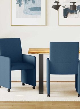 VidaXL Eetstoelen met wiel 2 pcs Blauw 57 x 66 x 94 cm Stof