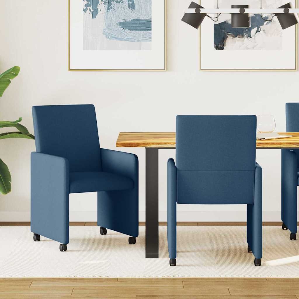VidaXL Eetstoelen met wiel 2 pcs Blauw 57 x 66 x 94 cm Stof
