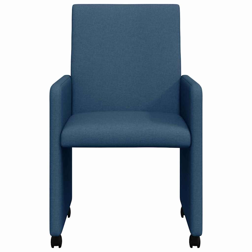VidaXL Eetstoelen met wiel 2 pcs Blauw 57 x 66 x 94 cm Stof