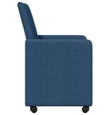VidaXL Eetstoelen met wiel 2 pcs Blauw 57 x 66 x 94 cm Stof