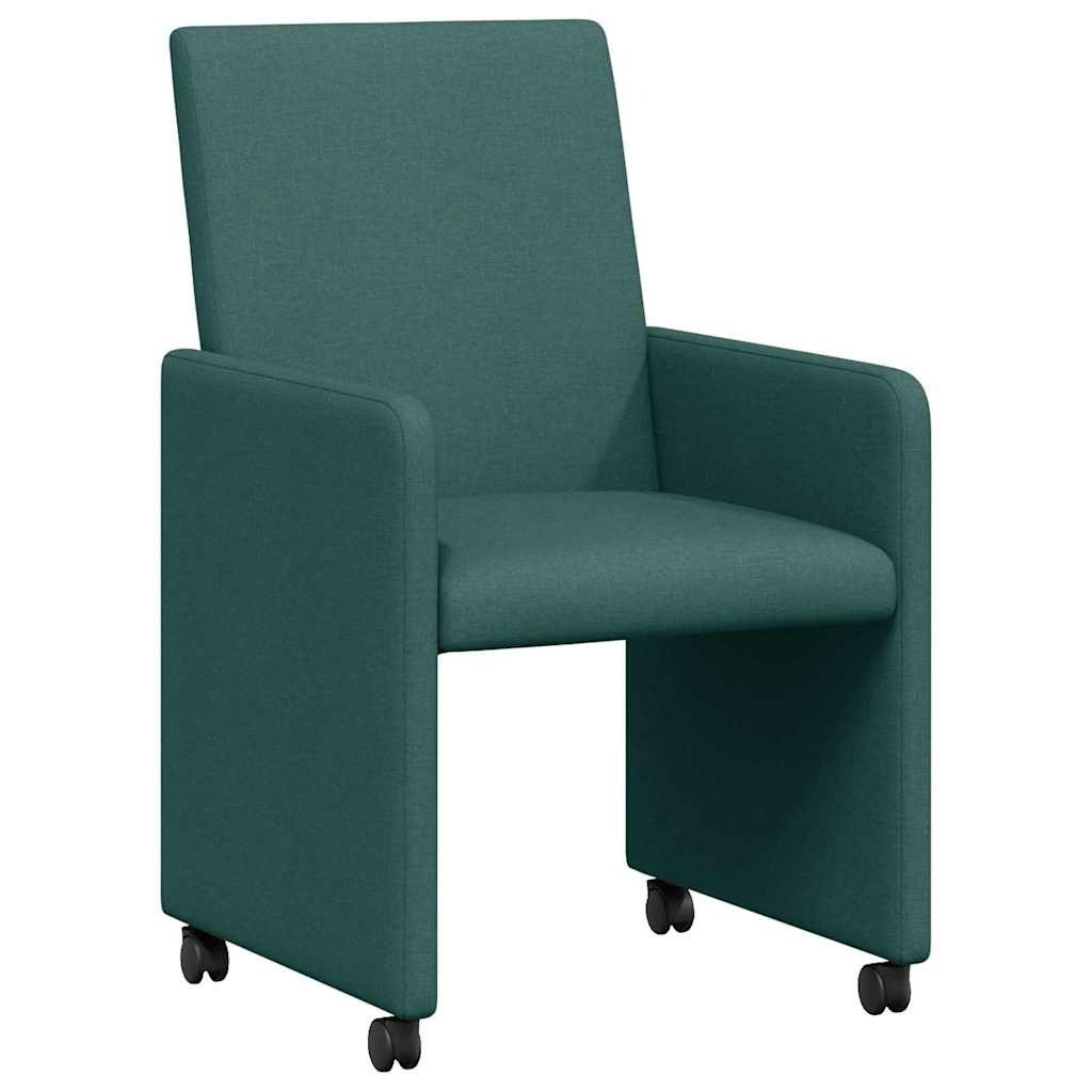 VidaXL Eetstoelen met wiel 2 pcs Donkergroen 57 x 66 x 94 cm Stof