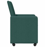 VidaXL Eetstoelen met wiel 2 pcs Donkergroen 57 x 66 x 94 cm Stof