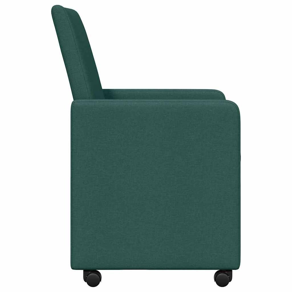 VidaXL Eetstoelen met wiel 2 pcs Donkergroen 57 x 66 x 94 cm Stof
