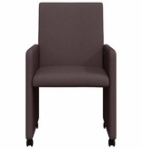 VidaXL Eetstoelen met wiel 2 pcs Donkerbruin 57 x 66 x 94 cm Stof