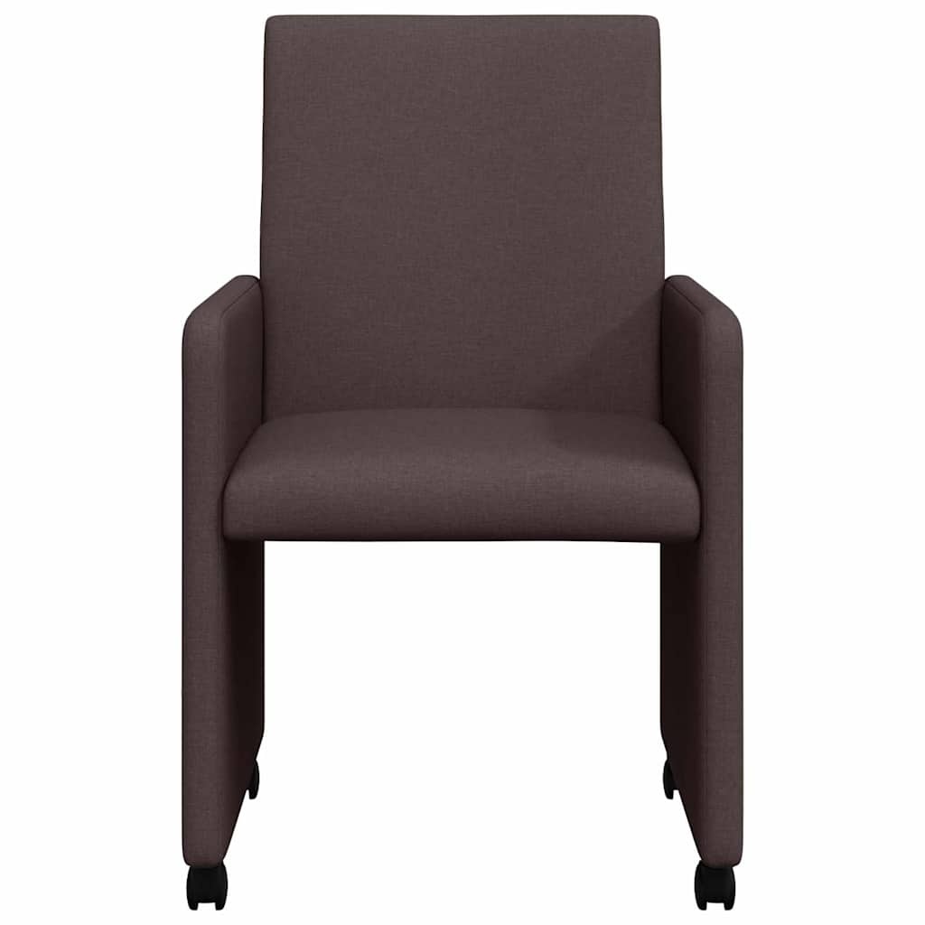 VidaXL Eetstoelen met wiel 2 pcs Donkerbruin 57 x 66 x 94 cm Stof