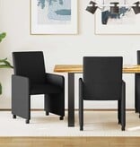 VidaXL Eetstoelen met wiel 2 pcs Zwart 57 x 66 x 94 cm Stof