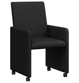 VidaXL Eetstoelen met wiel 2 pcs Zwart 57 x 66 x 94 cm Stof