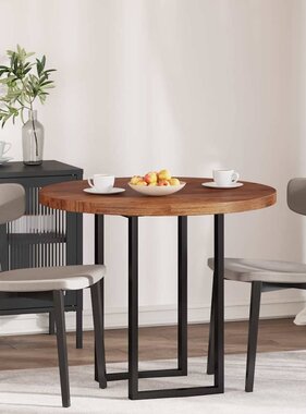 VidaXL Tafelblad Anders Donkerbruin Ø 90 x 4 cm Massief eikenhout