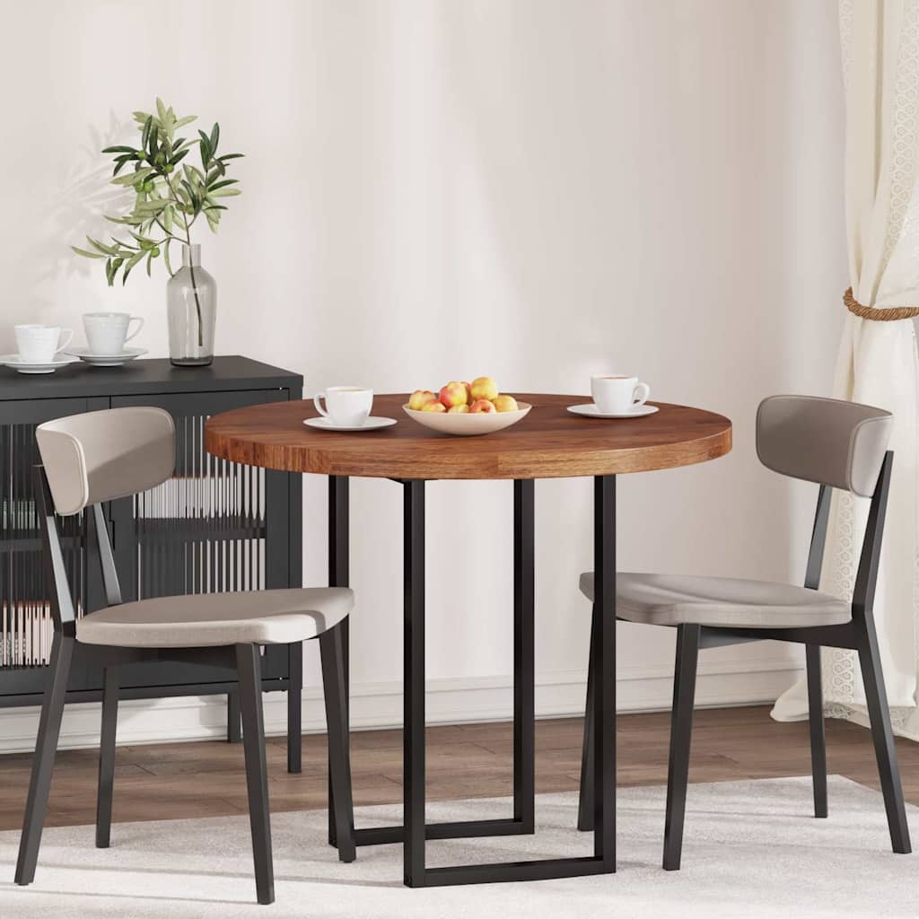 VidaXL Tafelblad Anders Donkerbruin Ø 90 x 4 cm Massief eikenhout