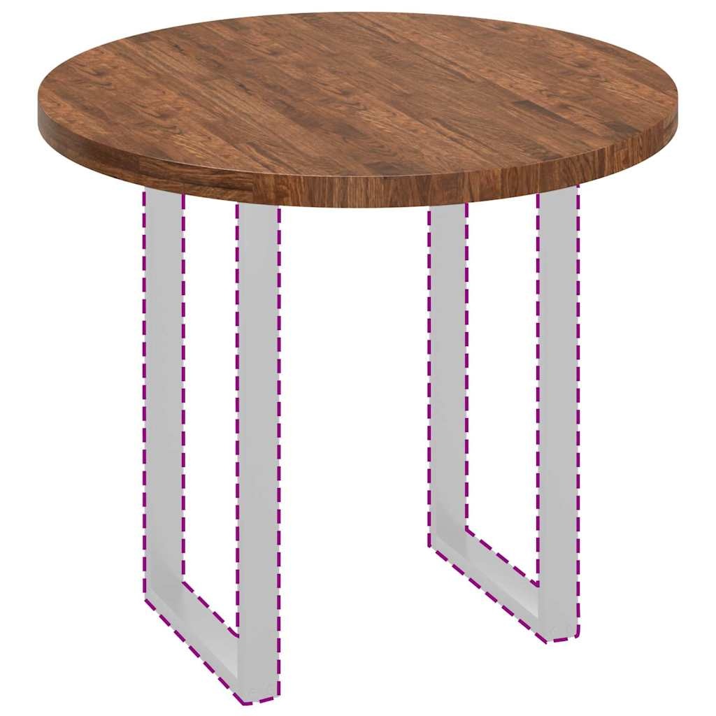 VidaXL Tafelblad Anders Donkerbruin Ø 90 x 4 cm Massief eikenhout