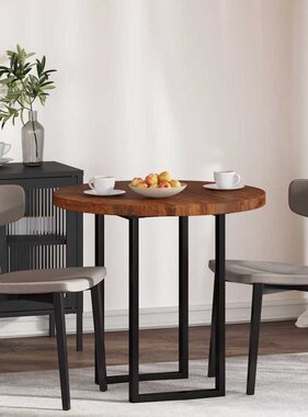 VidaXL Tafelblad Donkerbruin Ø 80 x 4 cm Massief eikenhout