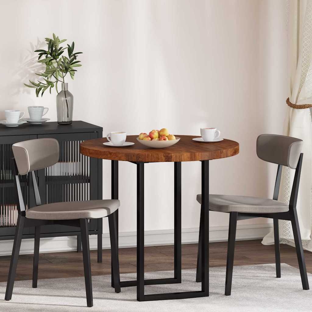 VidaXL Tafelblad Donkerbruin Ø 80 x 4 cm Massief eikenhout