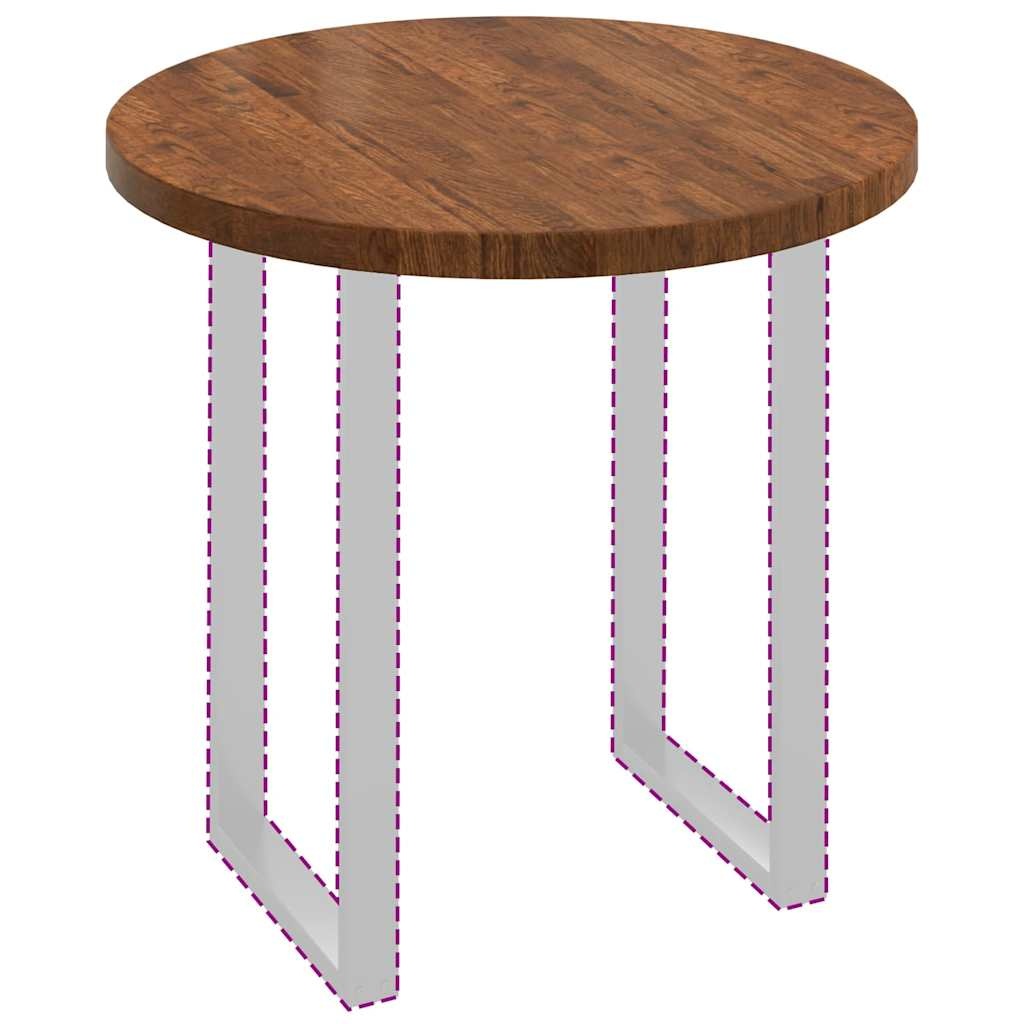 VidaXL Tafelblad Donkerbruin Ø 80 x 4 cm Massief eikenhout