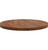 VidaXL Tafelblad Donkerbruin Ø 80 x 4 cm Massief eikenhout