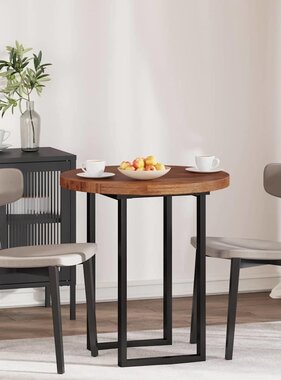 VidaXL Tafelblad Anders Donkerbruin Ø 70 x 4 cm Massief eikenhout