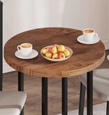 VidaXL Tafelblad Anders Donkerbruin Ø 70 x 4 cm Massief eikenhout