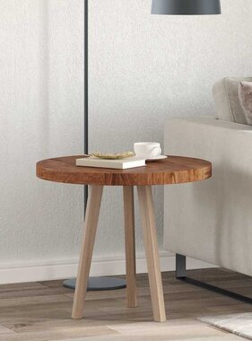 VidaXL Tafelblad Anders Donkerbruin Ø 60 x 4 cm Massief eikenhout