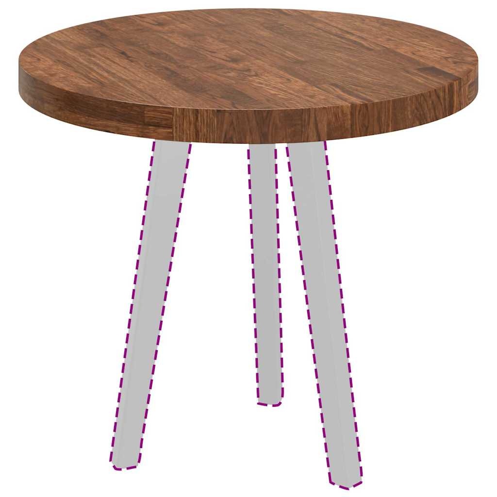 VidaXL Tafelblad Anders Donkerbruin Ø 60 x 4 cm Massief eikenhout