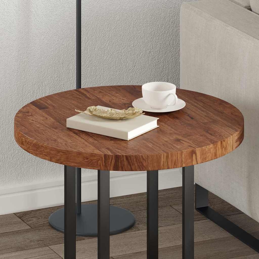 VidaXL Tafelblad Anders Donkerbruin Ø 60 x 4 cm Massief eikenhout