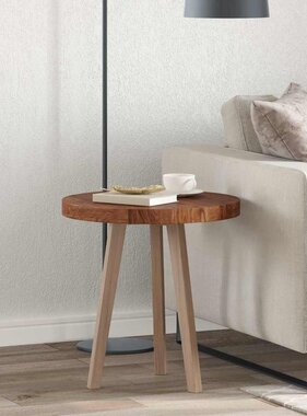 VidaXL Tafelblad Anders Donkerbruin Ø 50 x 4 cm Massief eikenhout