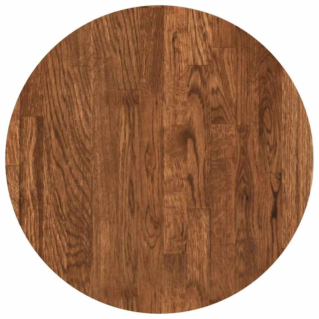 VidaXL Tafelblad Donkerbruin Ø 40 x 4 cm Massief eikenhout