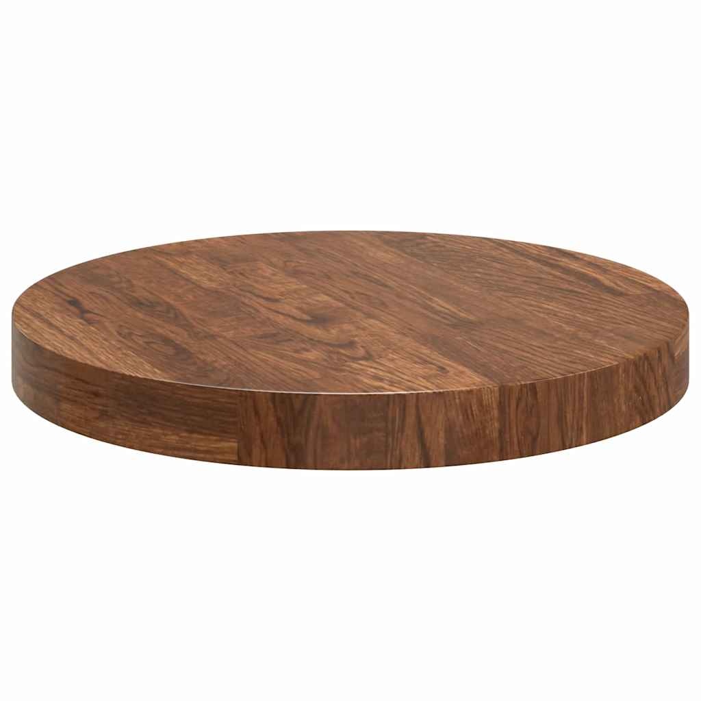 VidaXL Tafelblad Donkerbruin Ø 40 x 4 cm Massief eikenhout