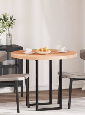 VidaXL Tafelblad Anders Lichtbruin Ø 90 x 4 cm Massief eikenhout