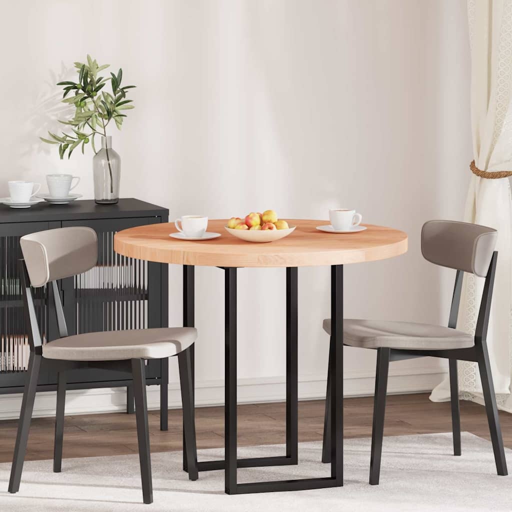 VidaXL Tafelblad Anders Lichtbruin Ø 90 x 4 cm Massief eikenhout