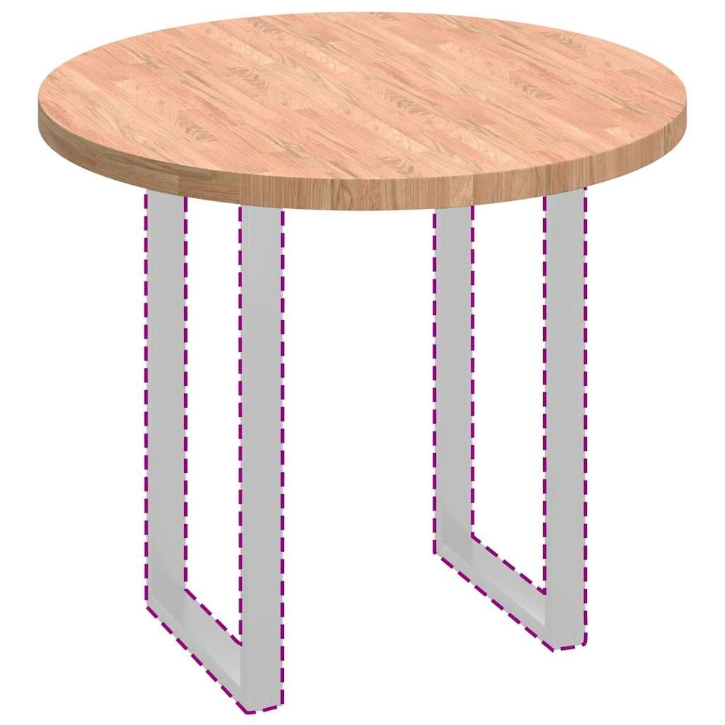 VidaXL Tafelblad Anders Lichtbruin Ø 90 x 4 cm Massief eikenhout