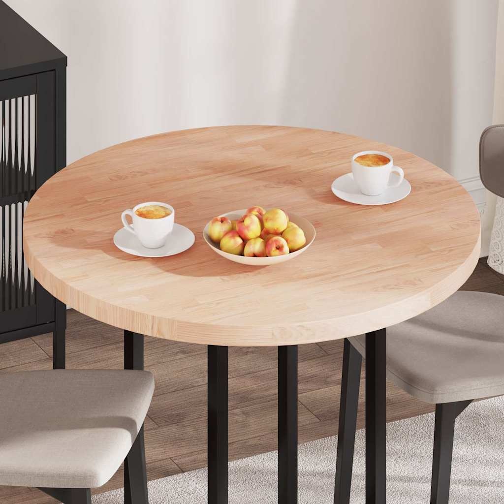 VidaXL Tafelblad Anders Lichtbruin Ø 90 x 4 cm Massief eikenhout