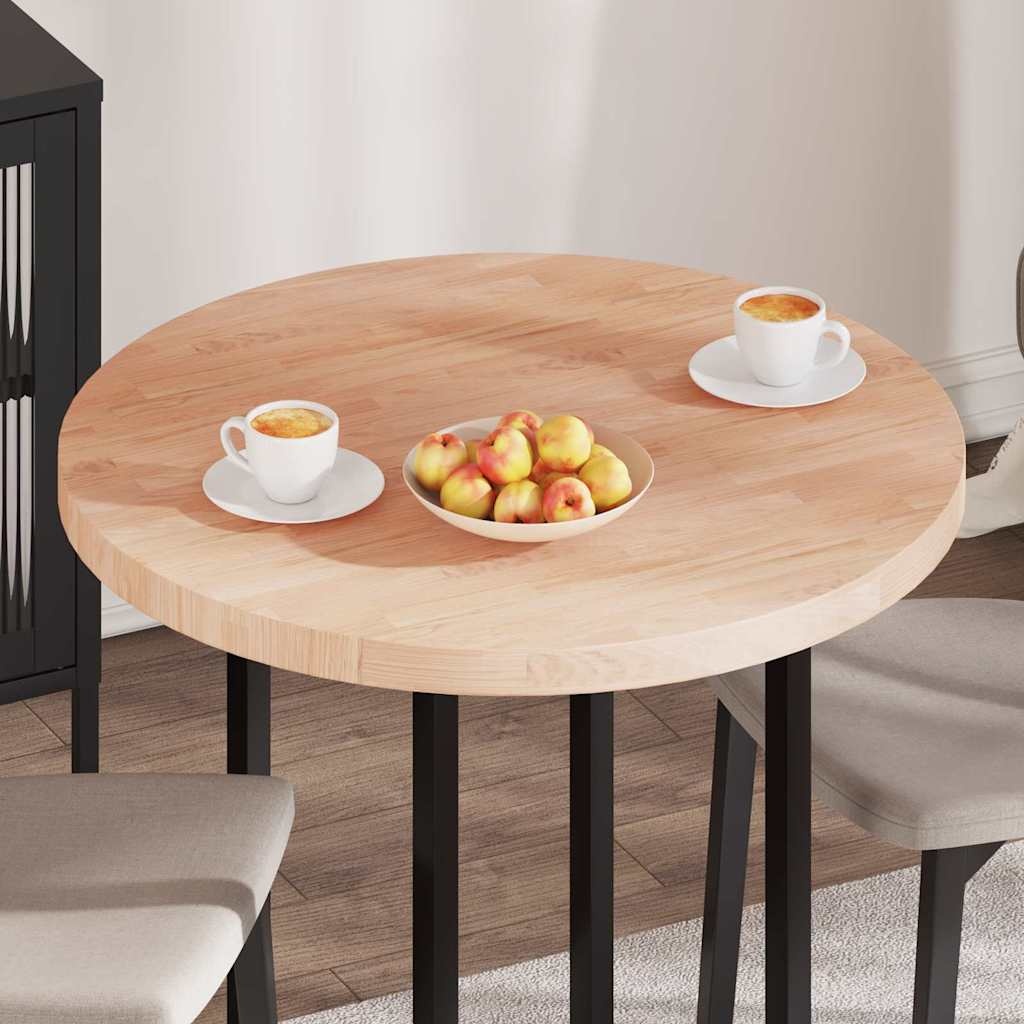 VidaXL Tafelblad Anders Lichtbruin Ø 80 x 4 cm Massief eikenhout