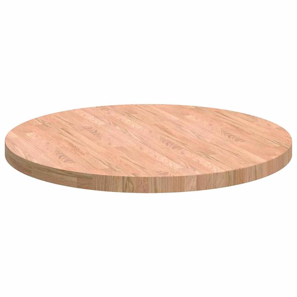 VidaXL Tafelblad Anders Lichtbruin Ø 80 x 4 cm Massief eikenhout