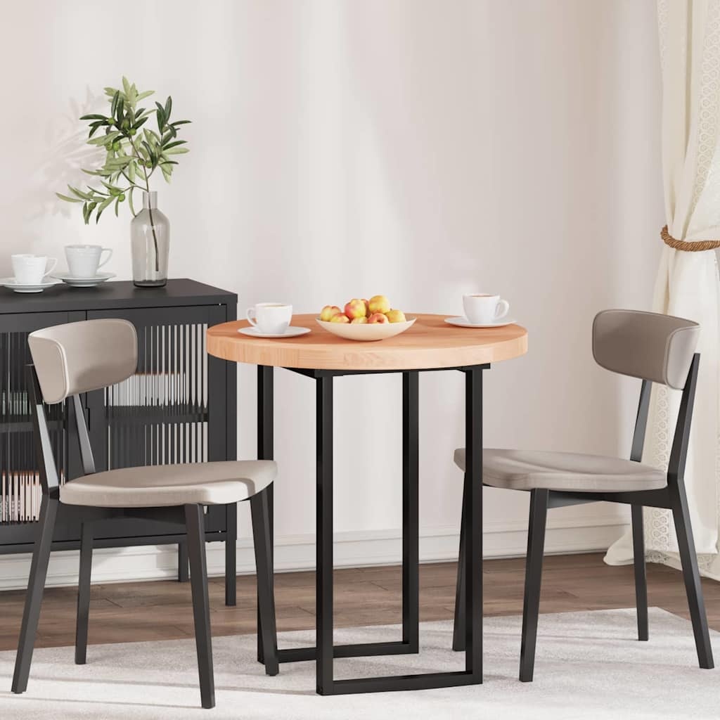 VidaXL Tafelblad Anders Lichtbruin Ø 70 x 4 cm Massief eikenhout