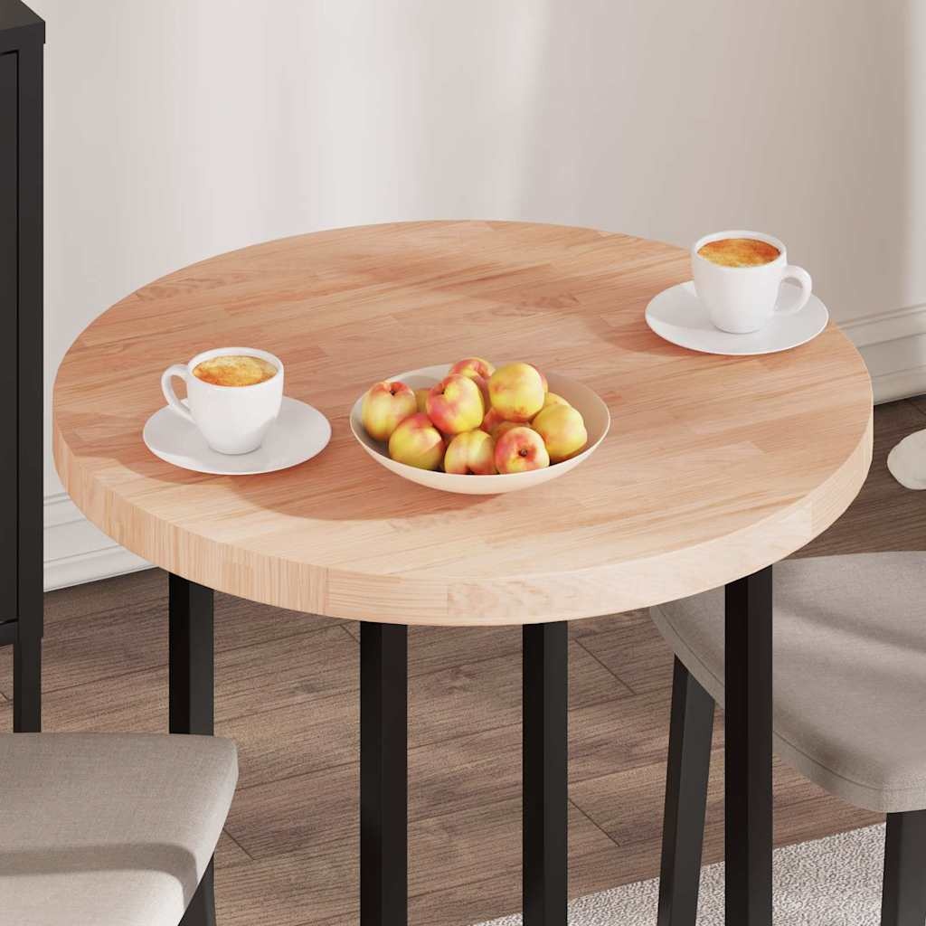 VidaXL Tafelblad Anders Lichtbruin Ø 70 x 4 cm Massief eikenhout