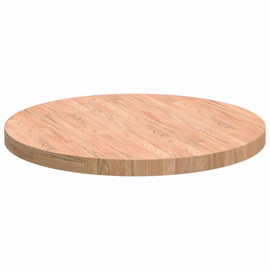 VidaXL Tafelblad Anders Lichtbruin Ø 70 x 4 cm Massief eikenhout
