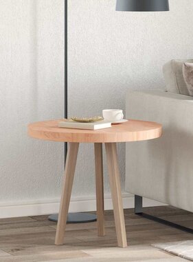 VidaXL Tafelblad Lichtbruin Ø 60 x 4 cm Massief eikenhout