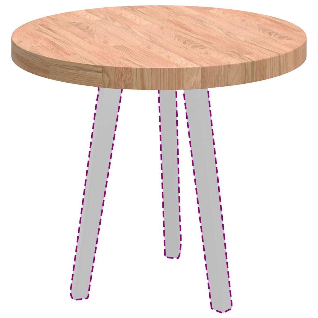 VidaXL Tafelblad Lichtbruin Ø 60 x 4 cm Massief eikenhout