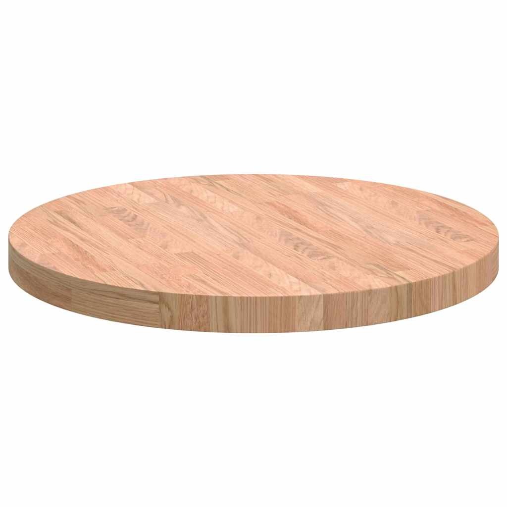 VidaXL Tafelblad Lichtbruin Ø 60 x 4 cm Massief eikenhout