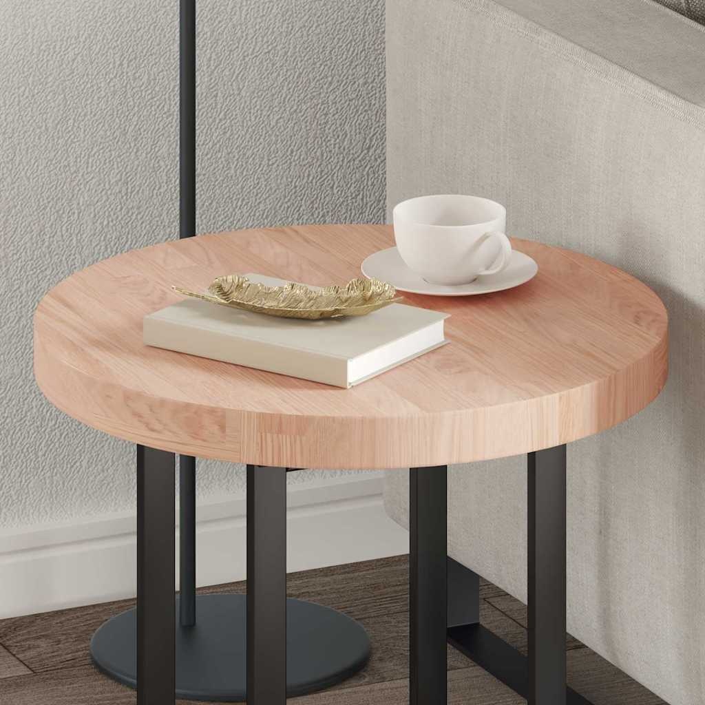 VidaXL Tafelblad Anders Lichtbruin Ø 50 x 4 cm Massief eikenhout