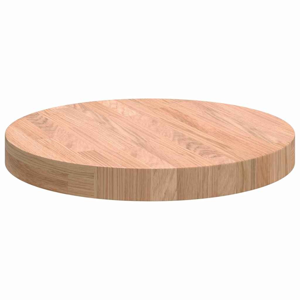 VidaXL Tafelblad Anders Lichtbruin Ø 40 x 4 cm Massief eikenhout