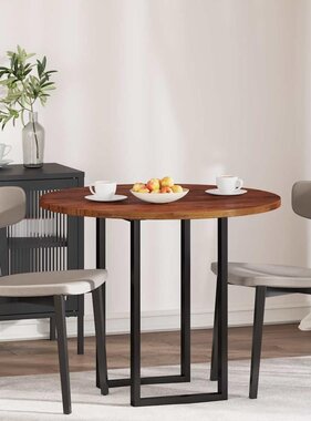 VidaXL Tafelblad Anders Donkerbruin Ø 90 x 2.5 cm Massief eikenhout