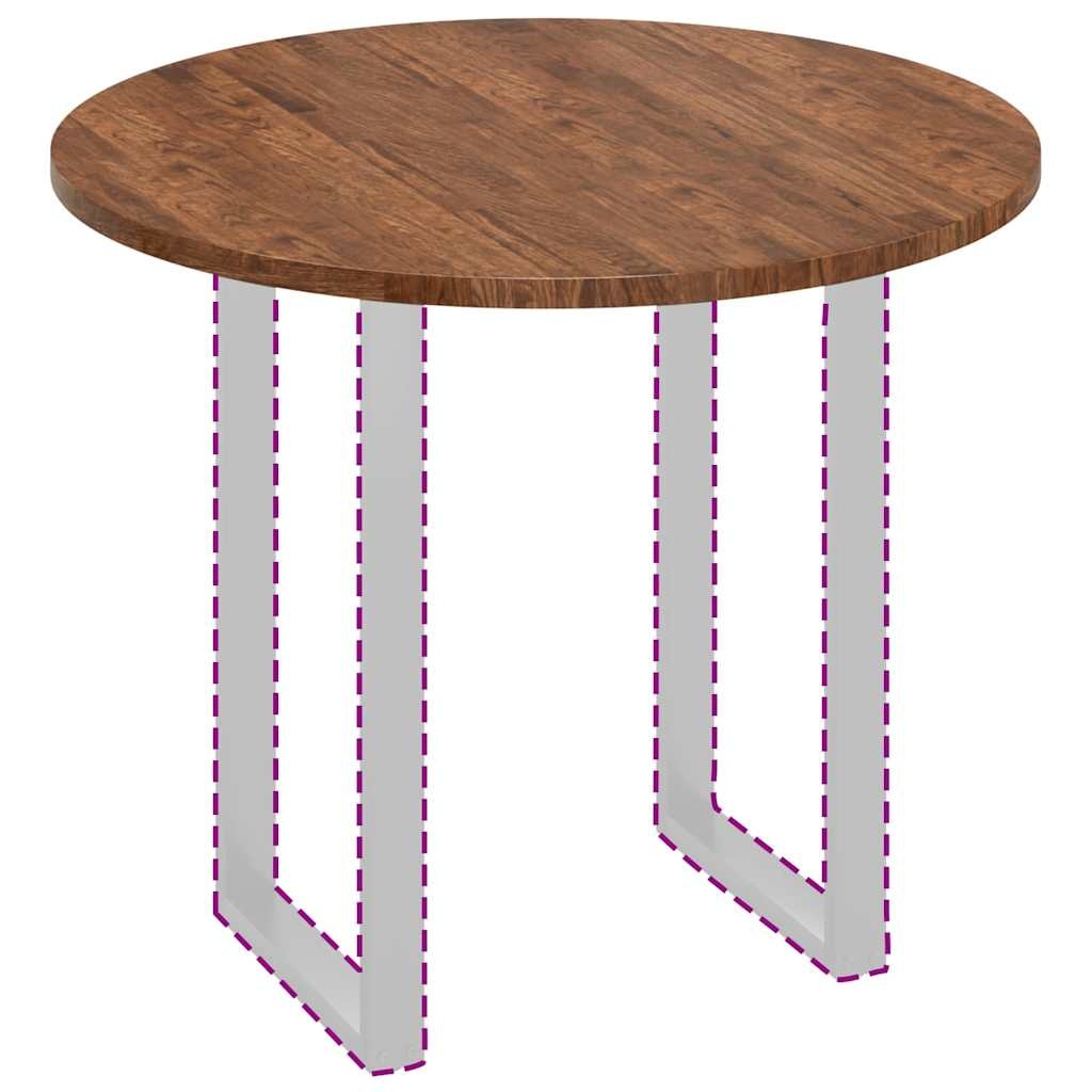 VidaXL Tafelblad Anders Donkerbruin Ø 90 x 2.5 cm Massief eikenhout