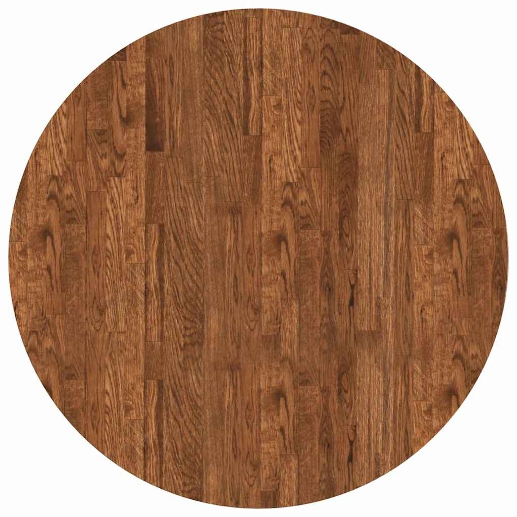VidaXL Tafelblad Donkerbruin Ø 80 x 2.5 cm Massief eikenhout