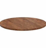 VidaXL Tafelblad Donkerbruin Ø 80 x 2.5 cm Massief eikenhout