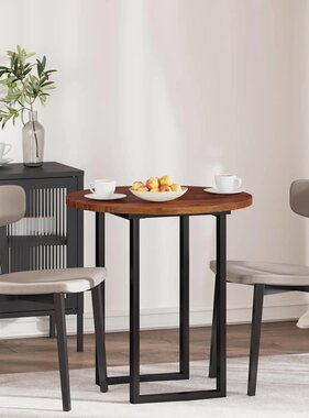 VidaXL Tafelblad Anders Donkerbruin Ø 70 x 2.5 cm Massief eikenhout