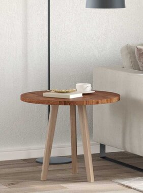 VidaXL Tafelblad Anders Donkerbruin Ø 60 x 2.5 cm Massief eikenhout