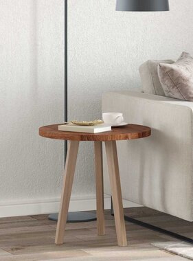 VidaXL Tafelblad Anders Donkerbruin Ø 50 x 2.5 cm Massief eikenhout