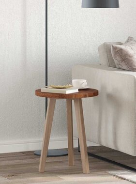 VidaXL Tafelblad Anders Donkerbruin Ø 40 x 2.5 cm Massief eikenhout